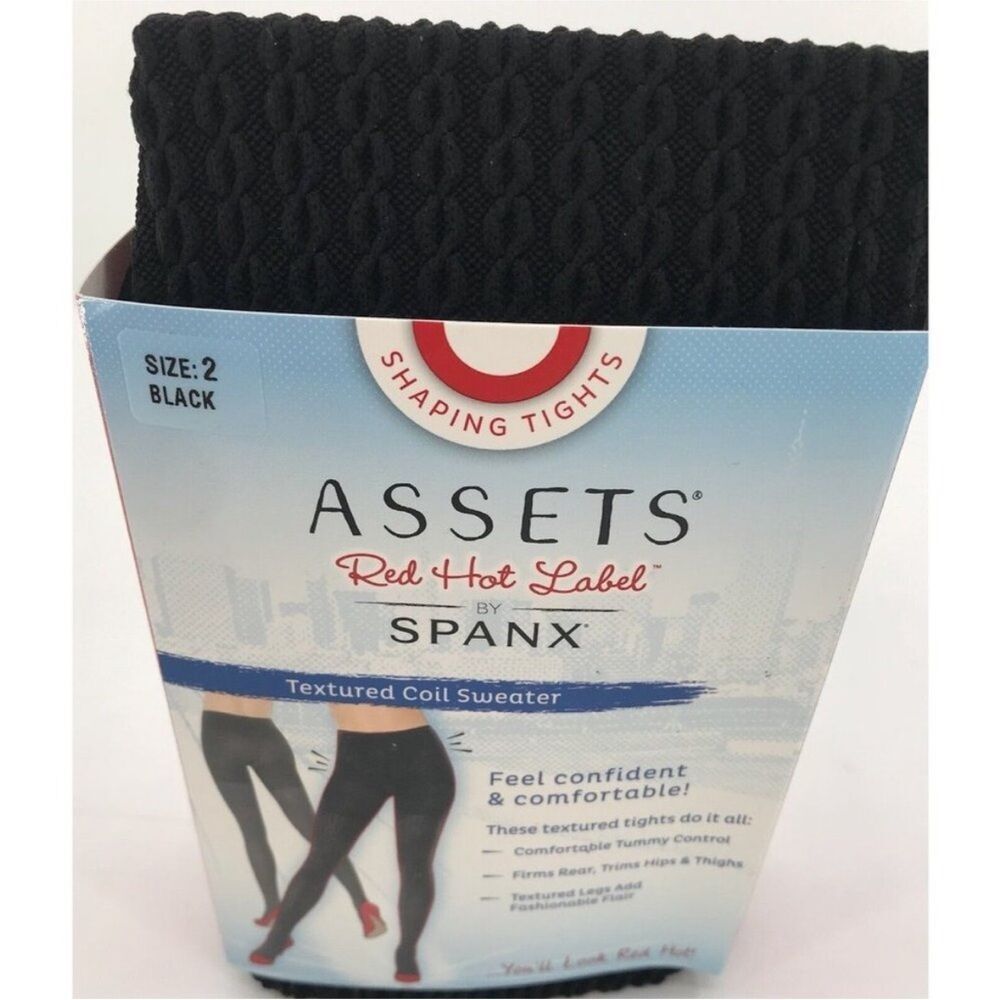 Spanx NIB Textured Shaping Tights Coil Sweater in Black Size 2 - Picture 2 of 5